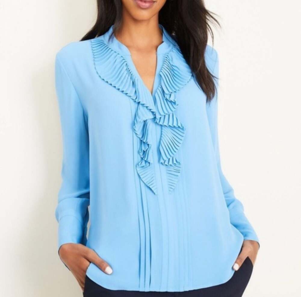 Ann Taylor Icon Blouse Blue Medium